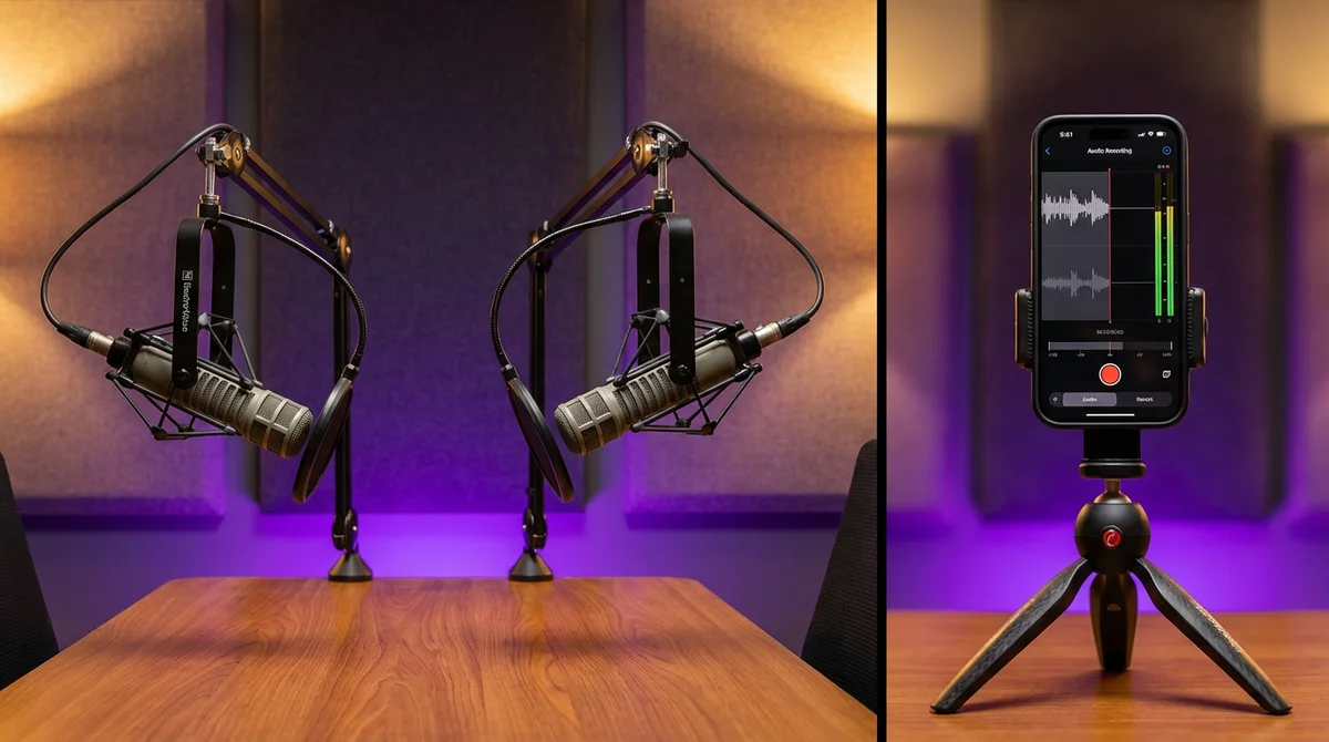 Before and after comparison of a podcast episode being transformed into a captioned short-form video clip with StoryCut