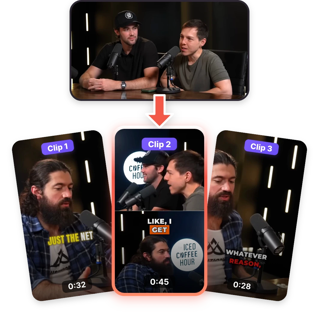 AI clip generator for podcasters, YouTubers, coaches, and agencies